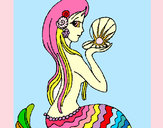 Coloring page Mermaid and pearl painted bysophie