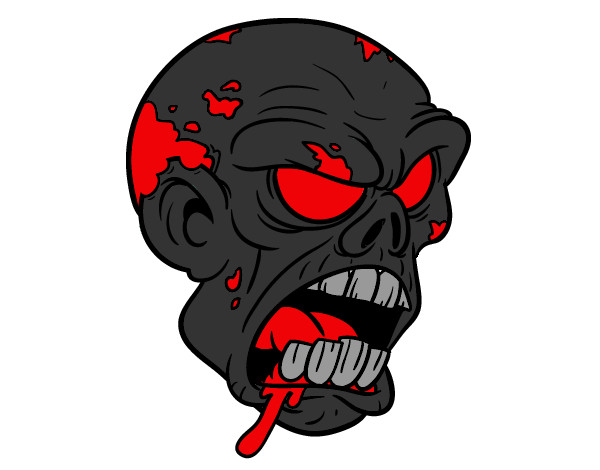 Coloring page Zombie Head painted byheavenly