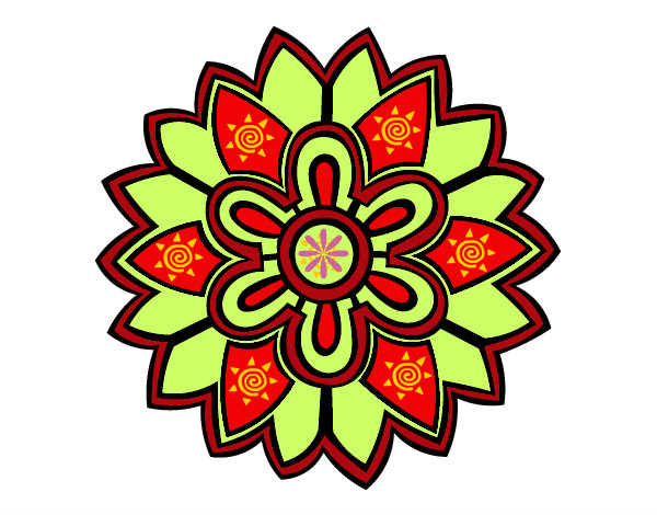 Coloring page Flower Mandala shaped weiss painted bymajja
