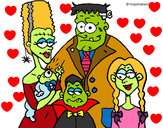 Coloring page Family of monsters painted bydelima