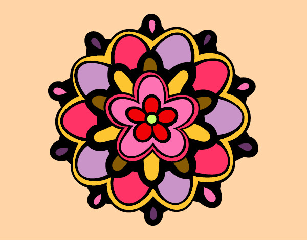 Coloring page Mandala with a flower painted bymajja