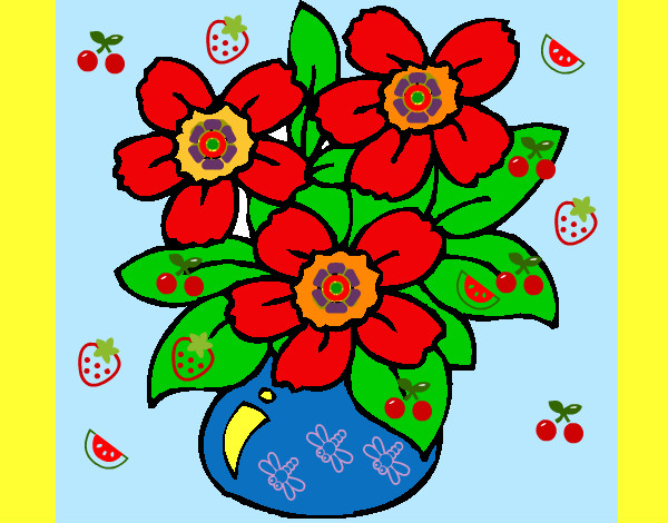 Coloring page Vase of flowers painted bymajja