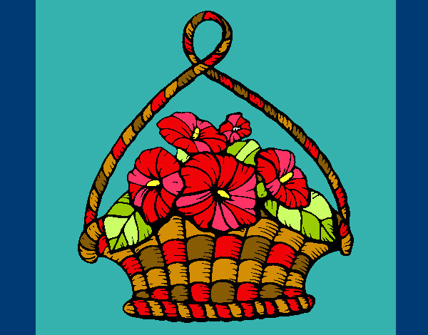 Coloring page Basket of flowers painted bymajja