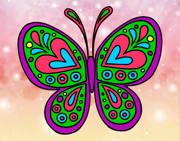 Coloring page Butterfly mandala painted byBrittany