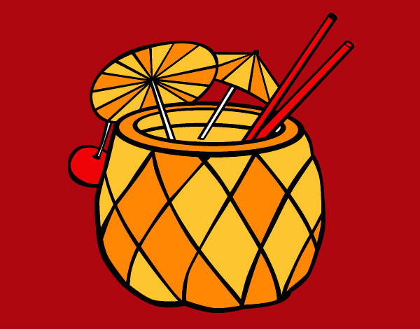 Coloring page Cocktail pineapple painted bymack