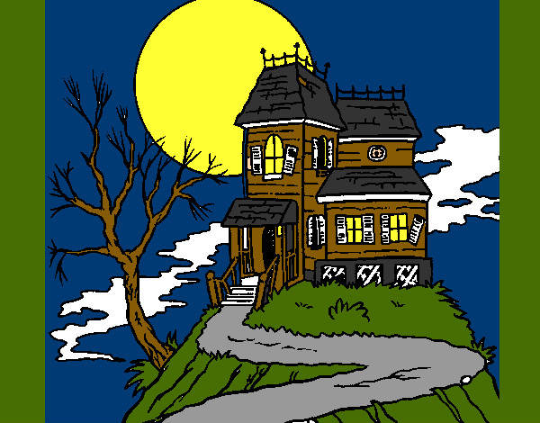 Coloring page Haunted house painted bymajja
