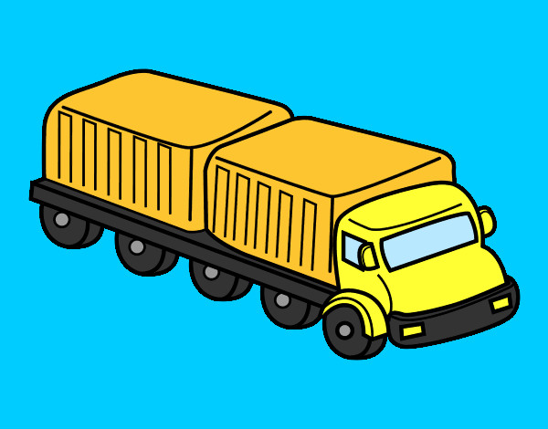 Coloring page Long truck painted byTheo
