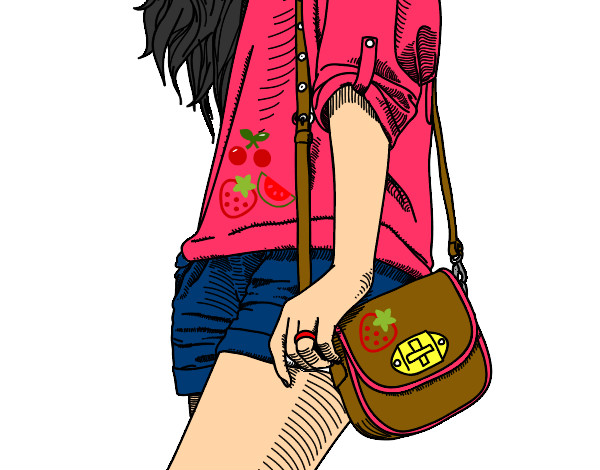 Coloring page Girl with handbag painted byiluv1D