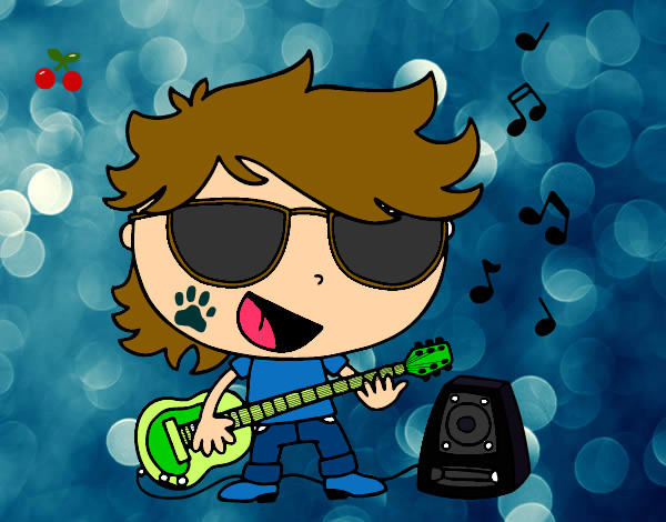 Coloring page Guitarist painted byAlexis