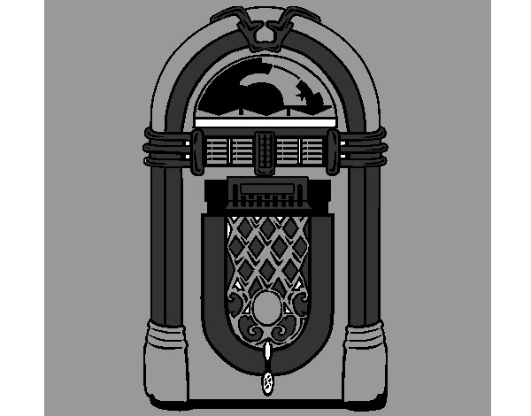 Coloring page 1950s jukebox painted bymikayla