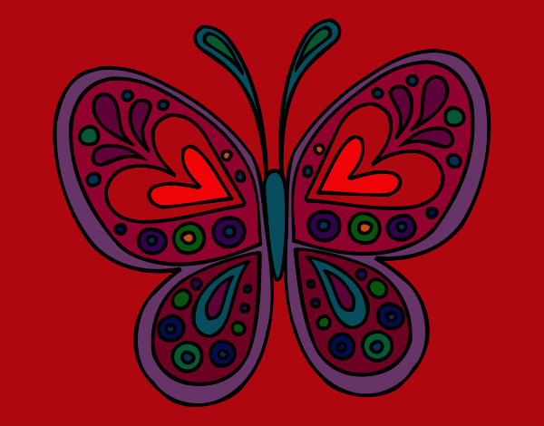Coloring page Butterfly mandala painted byCassesque