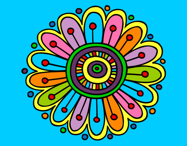 Coloring page Daisy mandala painted byCassesque