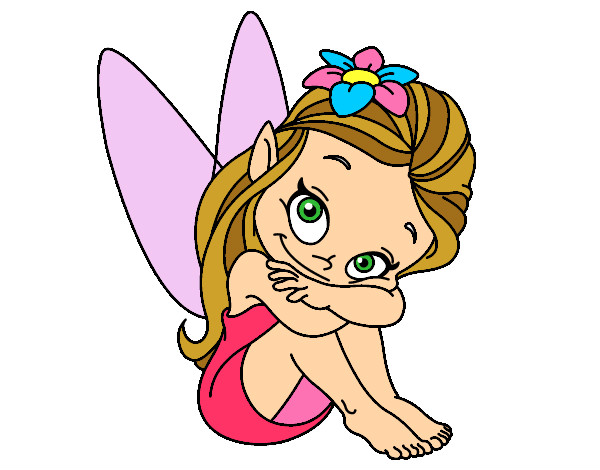 Coloring page Fairy sitting painted byKynKyn