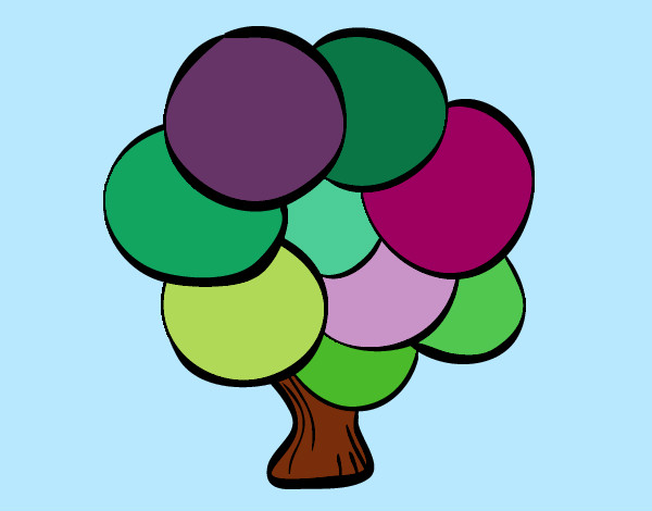 Coloring page Tree with round leaves painted byCassesque