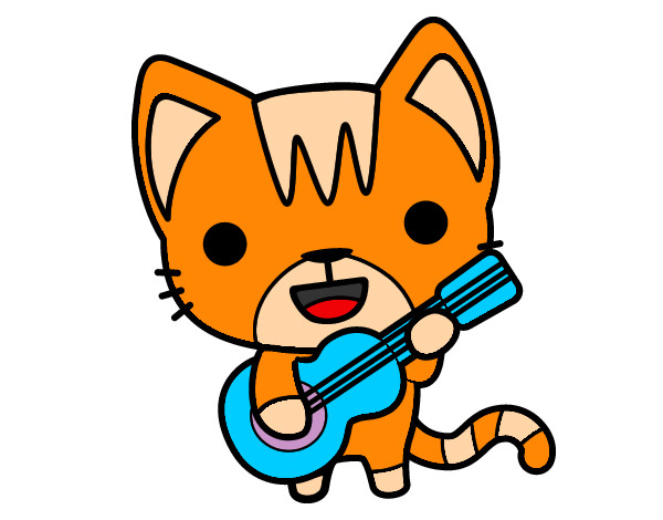 Coloring page Guitarist cat painted byClutsyKels