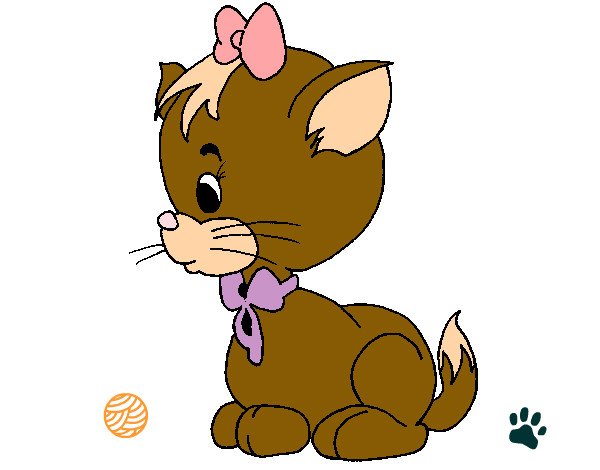 Coloring page Cat with bow painted byChrissy