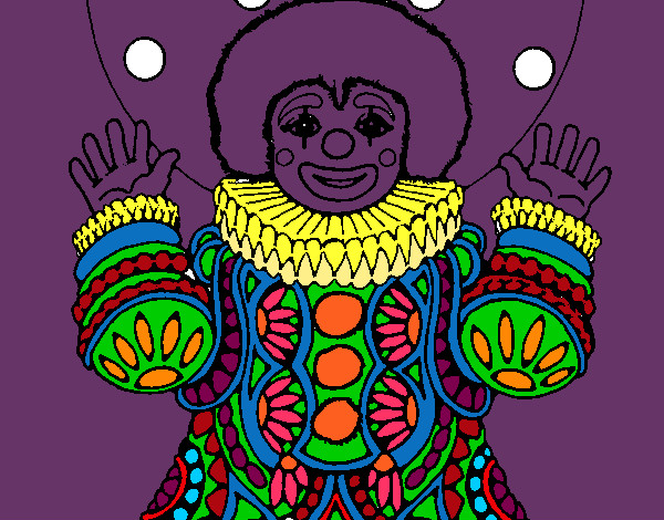 Coloring page Clown dressed up painted byCassesque