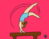 Coloring page Exercising on pommel horse painted byChrissy