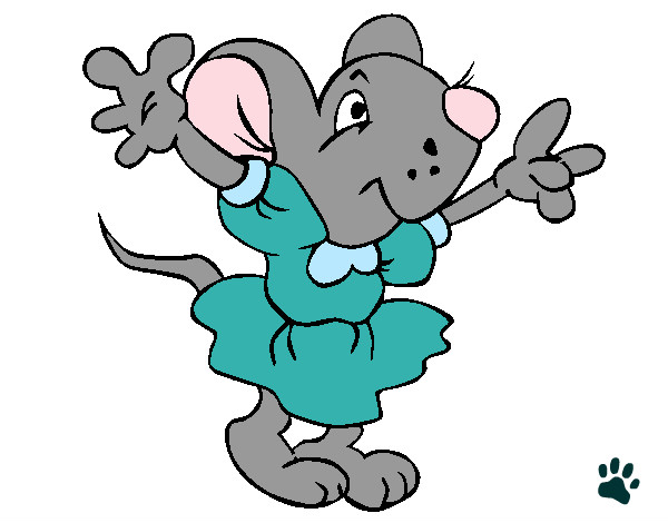 Coloring page Rat wearing dress painted byChrissy