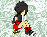 Coloring page Emo girl painted byabigail