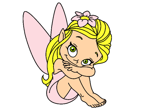 Coloring page Fairy sitting painted bysarah