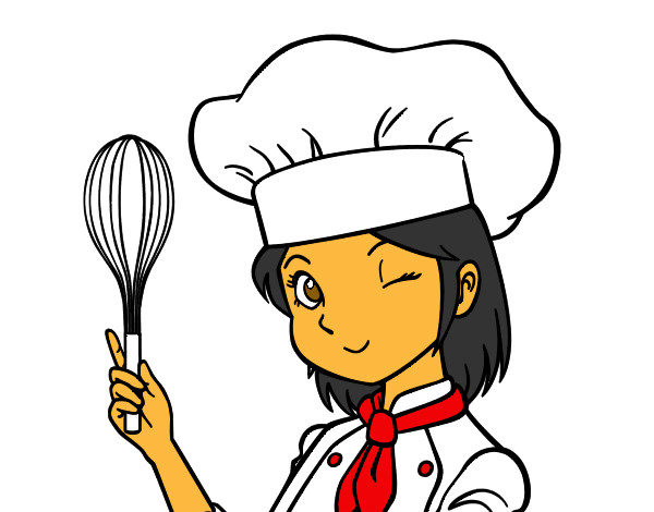 Coloring page Girl-chef painted byabigail