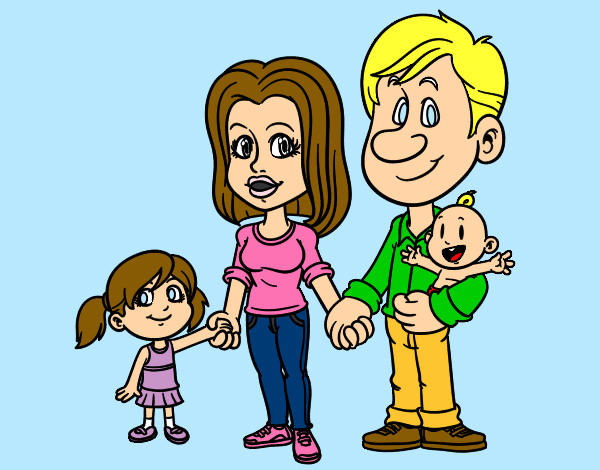 Coloring page Happy family painted bylennon