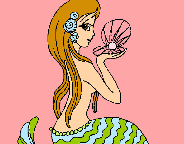 Coloring page Mermaid and pearl painted bysarah