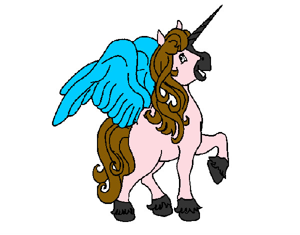 Coloring page Unicorn with wings painted bysarah