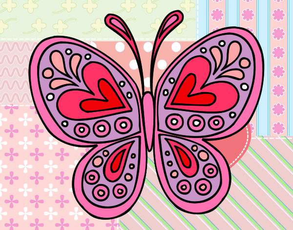 Coloring page Butterfly mandala painted bymolly