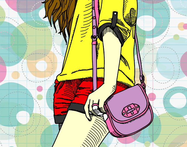 Coloring page Girl with handbag painted bymolly