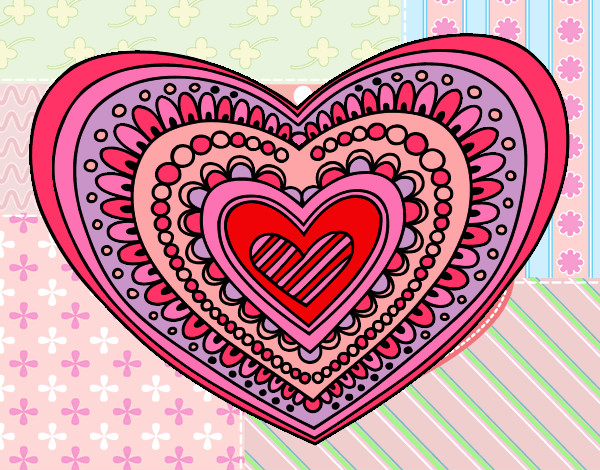 Coloring page Heart mandala painted bymolly