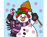 Coloring page Snowman with scarf painted bymolly
