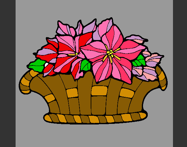 Coloring page Basket of flowers 8 painted byChloe