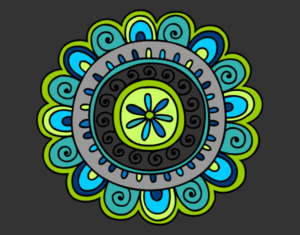 Coloring page Happy mandala painted byKRZ08