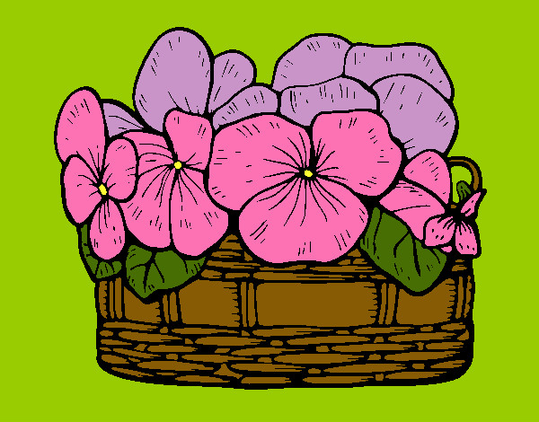 Coloring page Basket of flowers 12 painted bypenguin