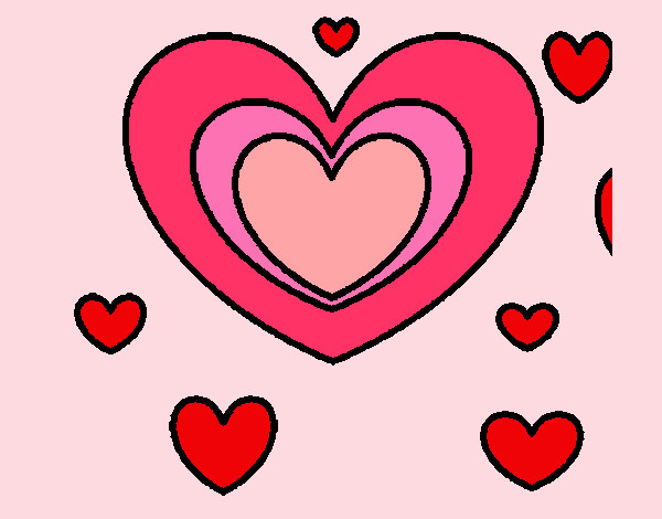 Coloring page Many hearts painted bypenguin