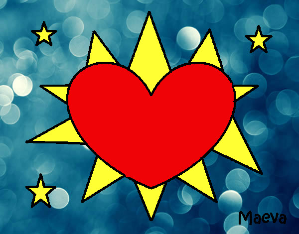 Coloring page Heart-shaped sun painted byBlossom
