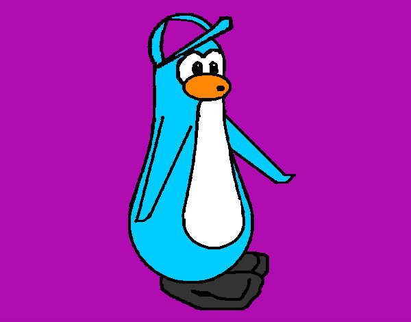 Coloring page Penguin with cap painted bycreole