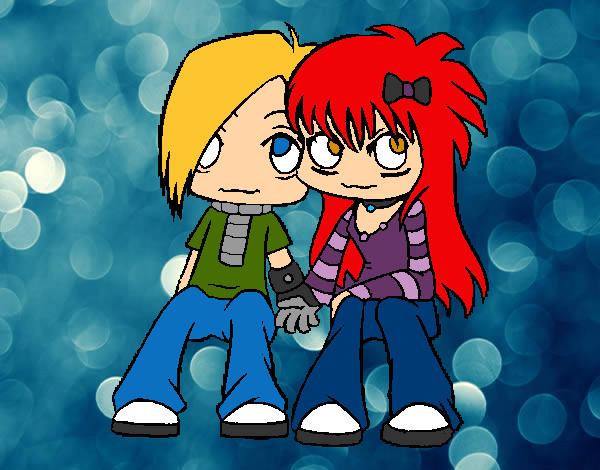 Coloring page Couple Emo painted bykourichi23