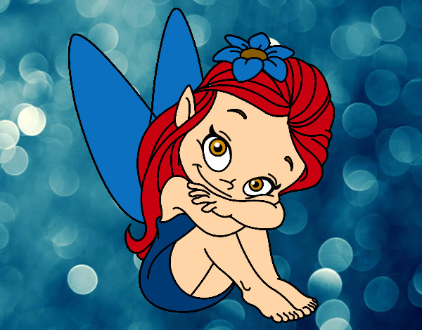Coloring page Fairy sitting painted bykourichi23