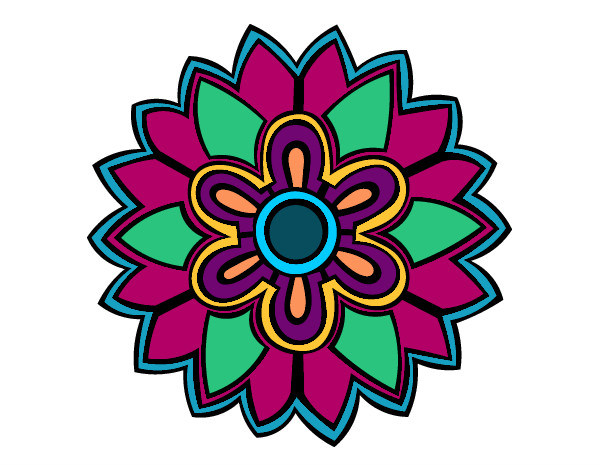Coloring page Flower Mandala shaped weiss painted bygoofysteph