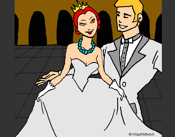 Coloring page Prince and princess at the dance painted bykourichi23
