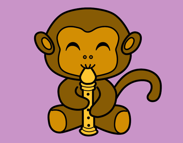 Coloring page Flautist monkey painted bySarah52130