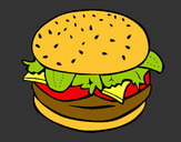 Coloring page Hamburger with everything painted byshersdesti