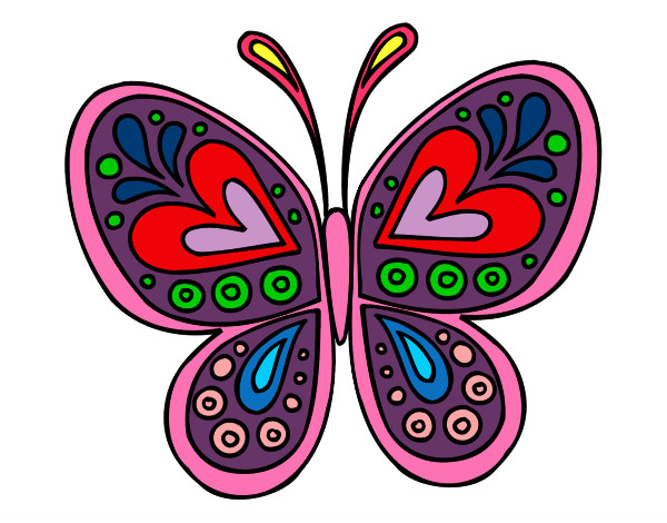 Coloring page Butterfly mandala painted byangel2425