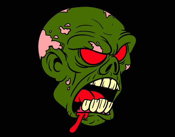 Coloring page Zombie Head painted byfeba