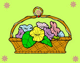 Coloring page Basket of flowers 5 painted byterri