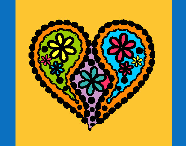 Coloring page Heart of flowers painted byterri