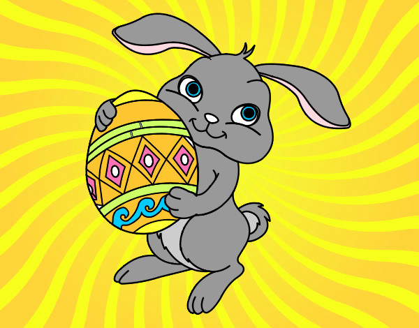 Coloring page Easter rabbit with egg painted bymartinez